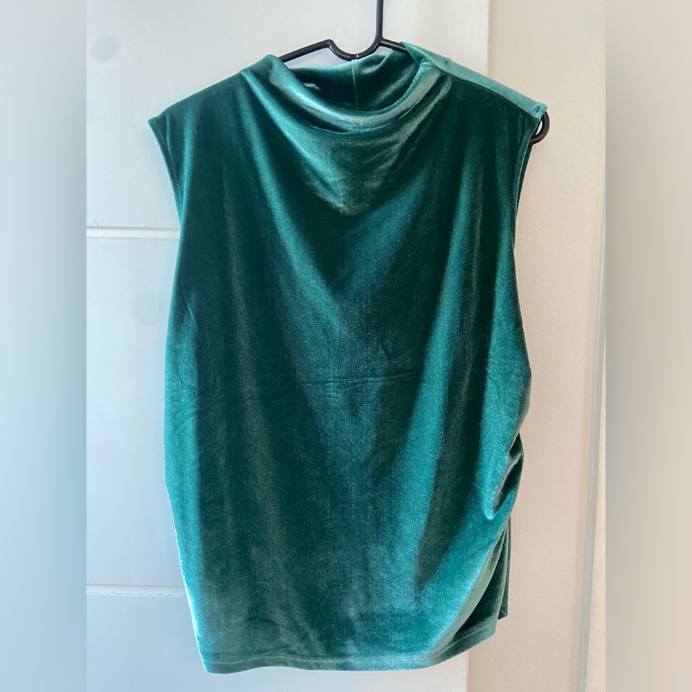a new day Teal Velvet Sleeveless Blouse